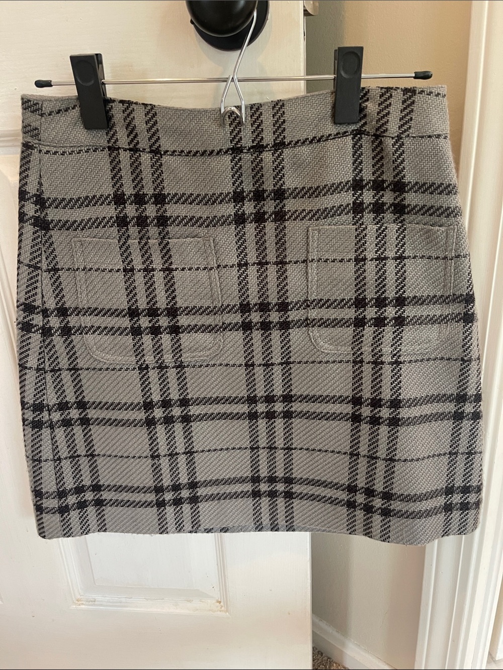 J. Crew Factory Gray and Black Plaid Mini Skirt
